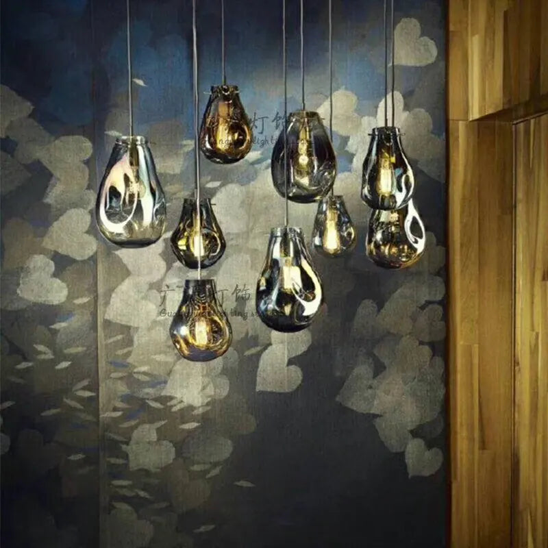 Modern Crystal Glass Pendant Lamp For Home Decoration Nordic Chrome Living Room E27 LED Bulb Pendant Lighting
