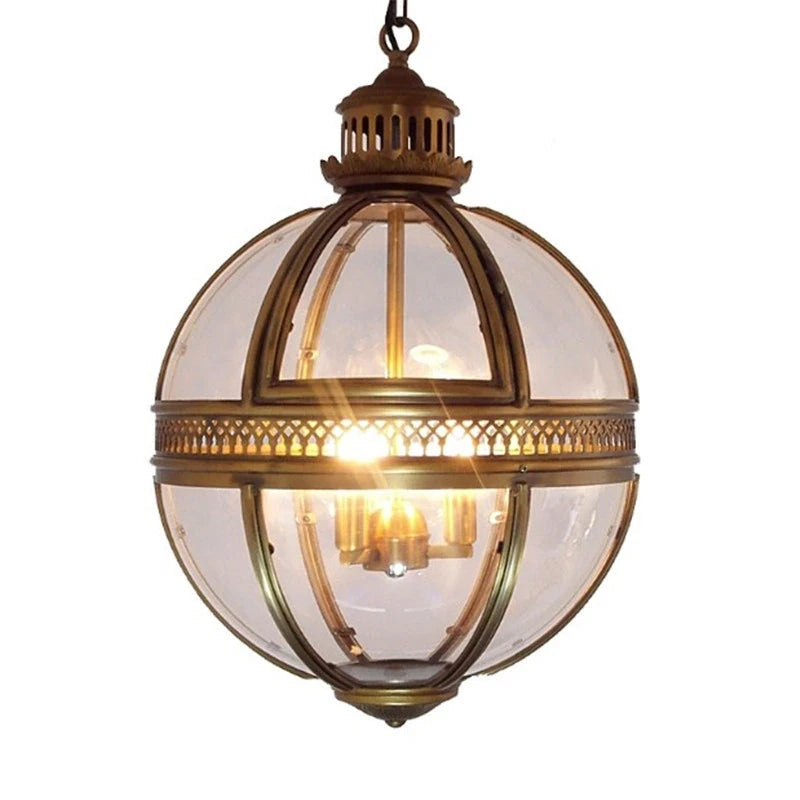 Vintage Loft Golden Black Globe Pendant Lights Fixture Retro Waterproof Garden Yard Iron Glass Ball LED E27 Outdoor Lamp 400mm