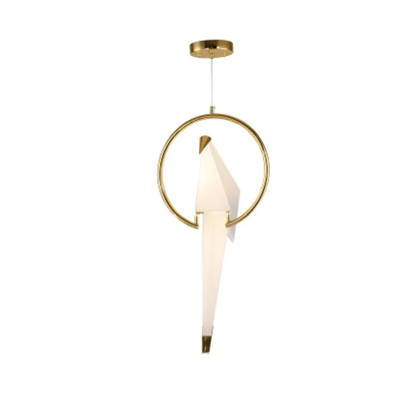 Modern Minimalist Plating Golden Pendant Lamp with Bird Creative White PP G4 LED Pendant Lighting Fixture for Restaurant Decor
