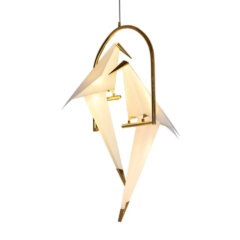 Modern Minimalist Plating Golden Pendant Lamp with Bird Creative White PP G4 LED Pendant Lighting Fixture for Restaurant Decor