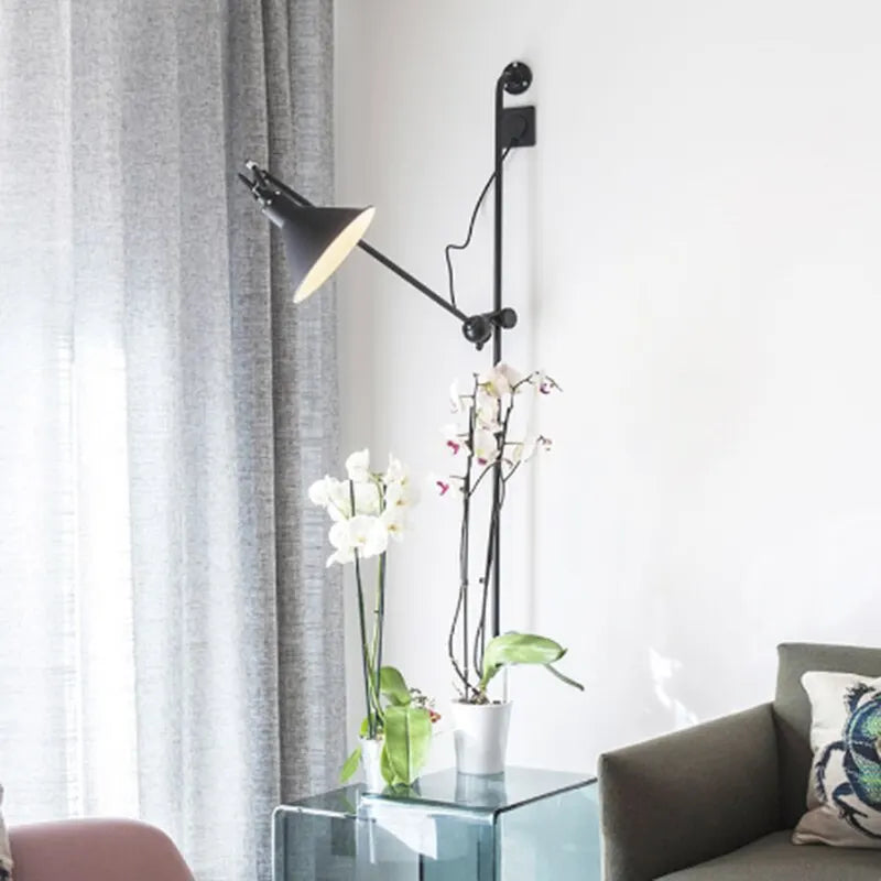 Modern Rotary Design Metallic Paint Wall Light Industrial Wind DIY for Living Room Decoration Free Adjustable LED E14 Bulb Lamp
