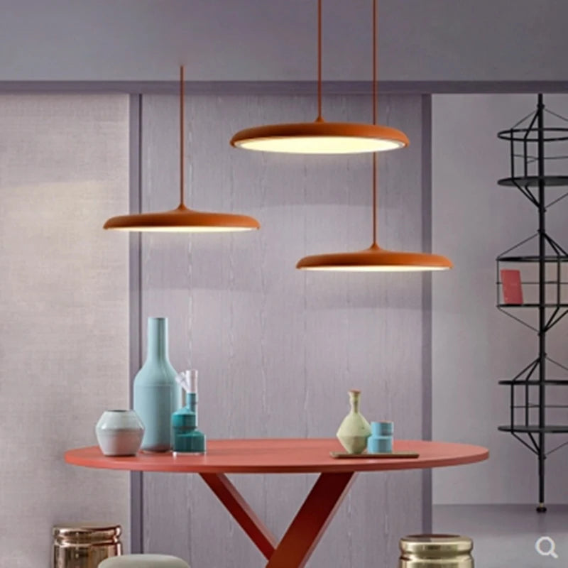 Nordic Simple Pendant Lamp Iron Paint Creative UFO Personality LED Macarons Color Single Head Bedside Lighting Lamp