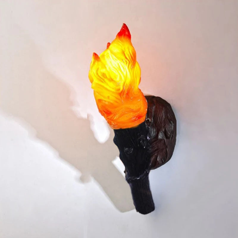 Flame Torch Creative LED Wall Lamp Personality Restaurant Modern Resin Children's Bedroom Decor Simulation Flashing Wall Lamp