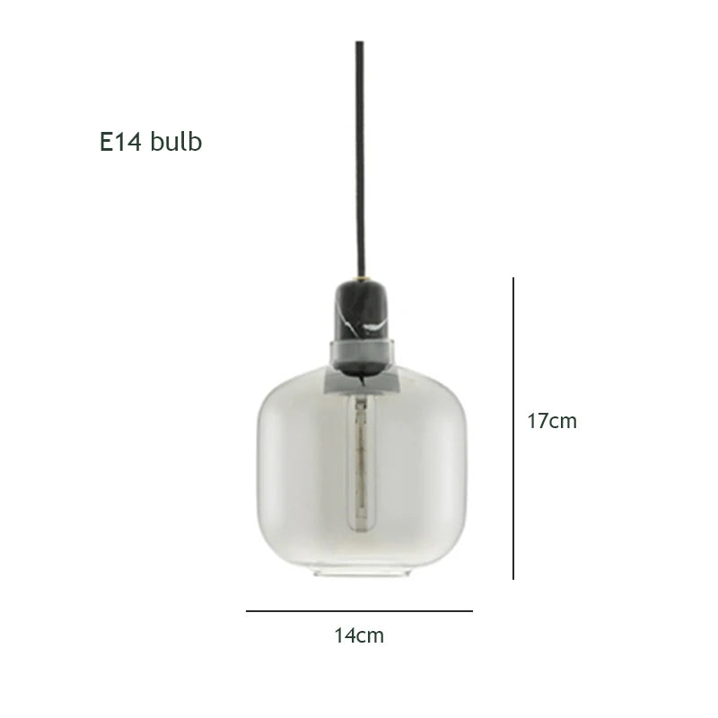 Nordic Creative Marble Pendant Lamp for Dinning Room Home Decor Smoke Gray Glass Shade E14 LED Bulb Pendant Light Fixture