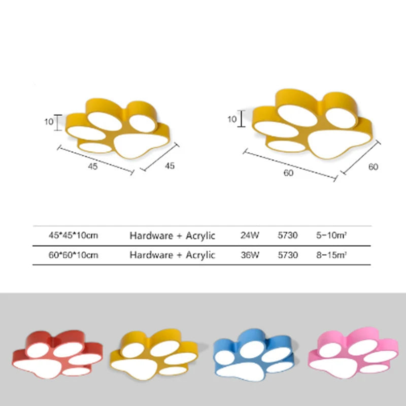 Modern Creative Paint Colorful Iron Children Bedroom LED Lighting Home Decoration Acrylic Footprint Design Ceiling Lamp