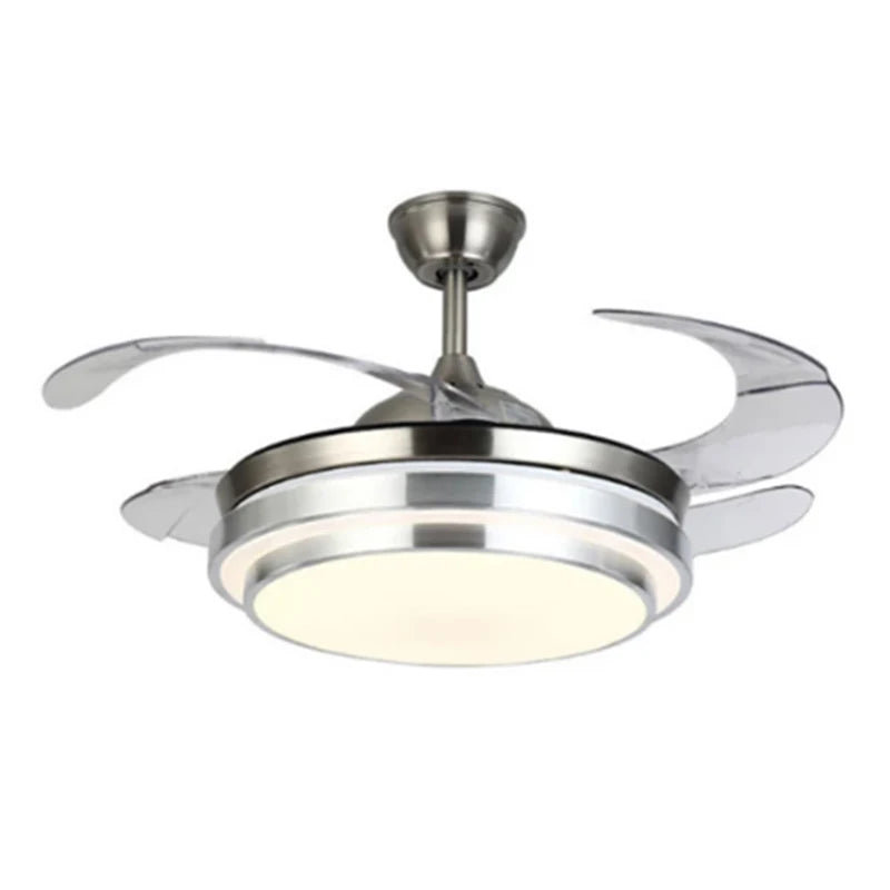 Modern Silver Ceiling Fan Lamp with ABS Fan Blade for Living Room Home Decor LED Dimming Bulb 36/42 Inches Remote Control