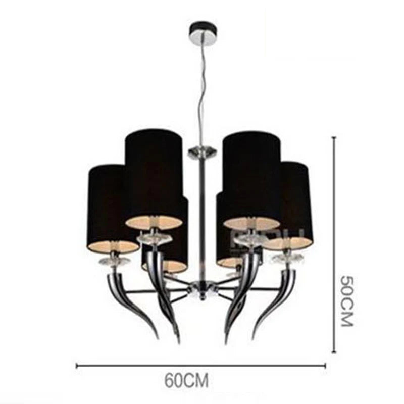 Modern Iron & Fabric LED Chandelier with E14 LED Bulbs, White Pendant Light Fixture for Living Bedroom Dining Room Home Decor