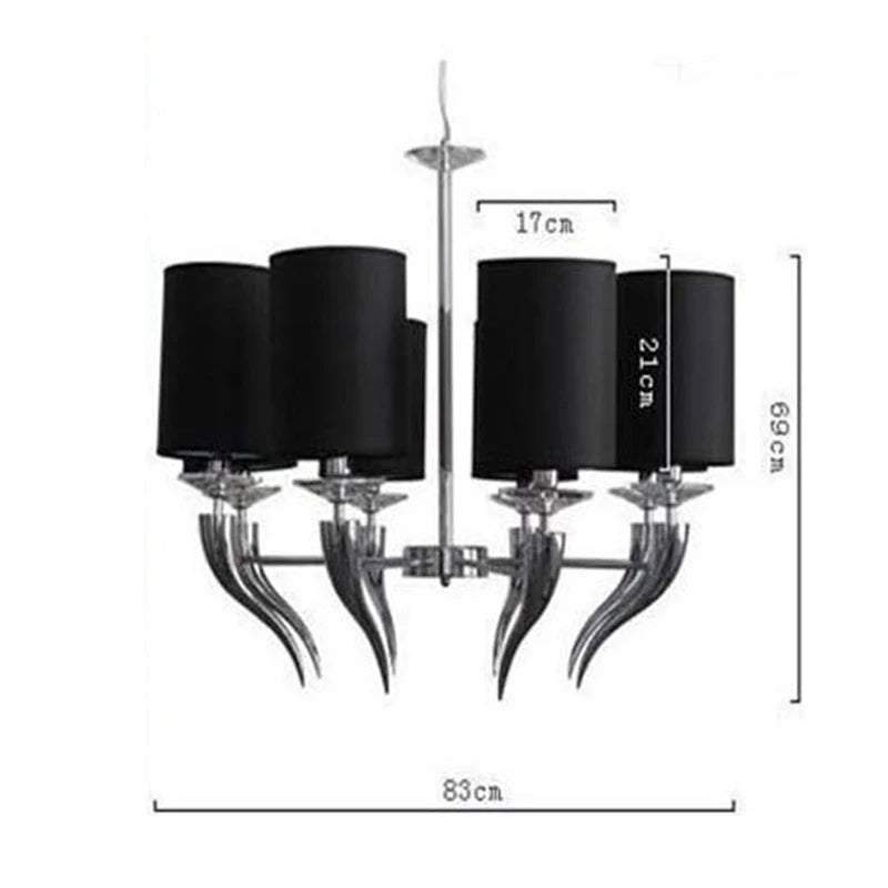 Modern Iron & Fabric LED Chandelier with E14 LED Bulbs, White Pendant Light Fixture for Living Bedroom Dining Room Home Decor