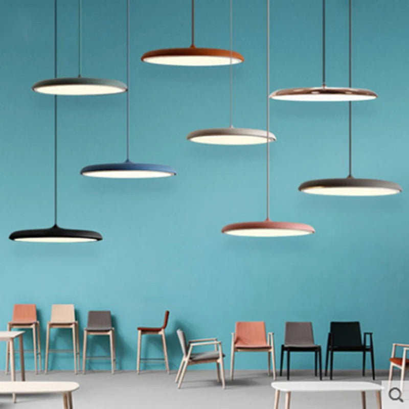 Nordic Simple Pendant Lamp Iron Paint Creative UFO Personality LED Macarons Color Single Head Bedside Lighting Lamp