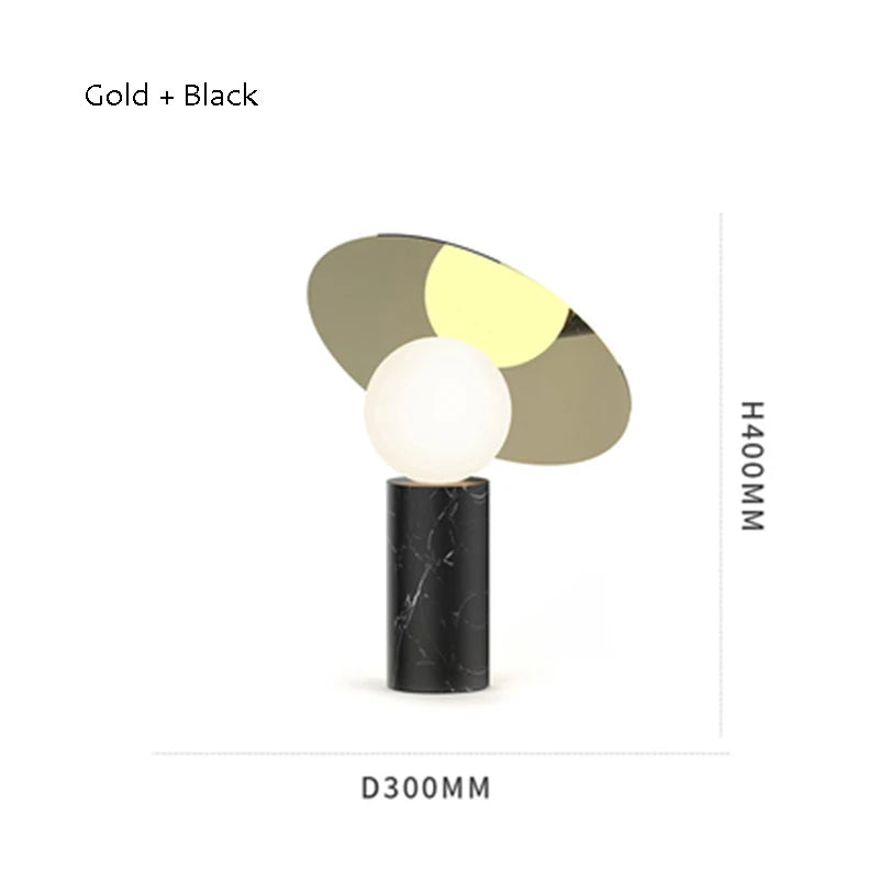 Nordic Natural Marble Table Lamp for Bedroom Home Decor Modern Simple White Glass Ball Gold Plated Metal G9 LED Bulb Desk Light