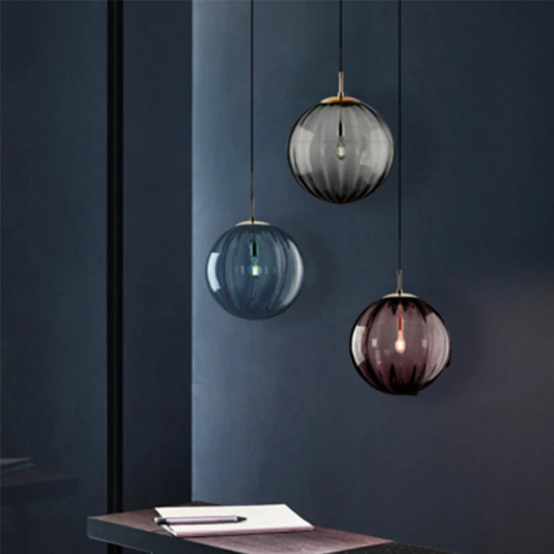 Nordic Modern Art Glass Pendant Light, Mini Multi-Color E27 LED Chandelier for Restaurant , Small Hanging Lamp Lighting Fixture