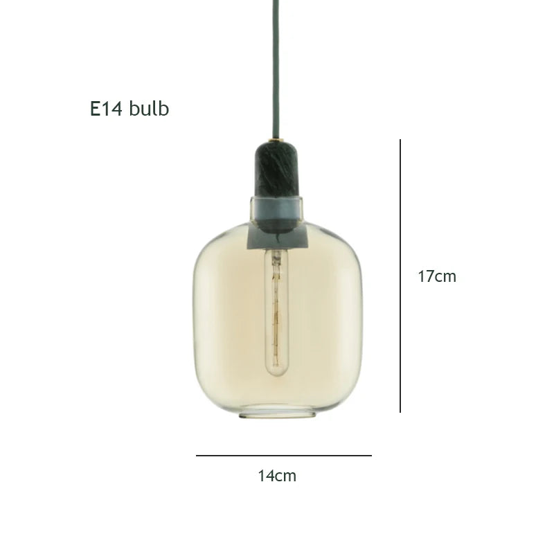Nordic Creative Marble Pendant Lamp for Dinning Room Home Decor Smoke Gray Glass Shade E14 LED Bulb Pendant Light Fixture