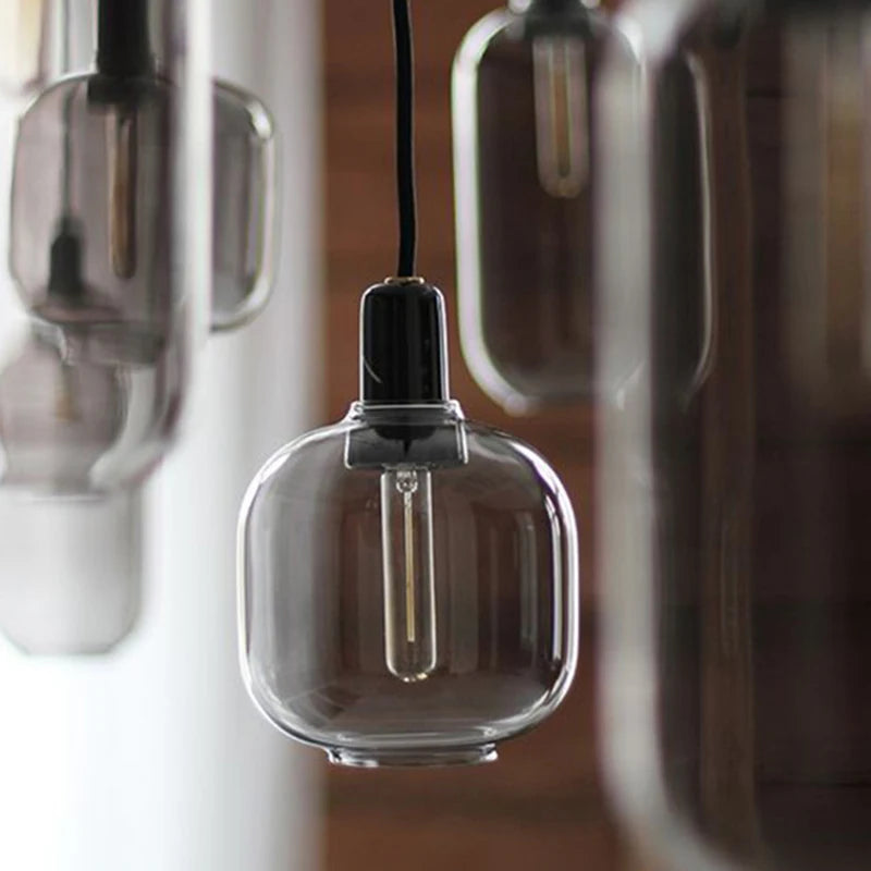 Nordic Creative Marble Pendant Lamp for Dinning Room Home Decor Smoke Gray Glass Shade E14 LED Bulb Pendant Light Fixture