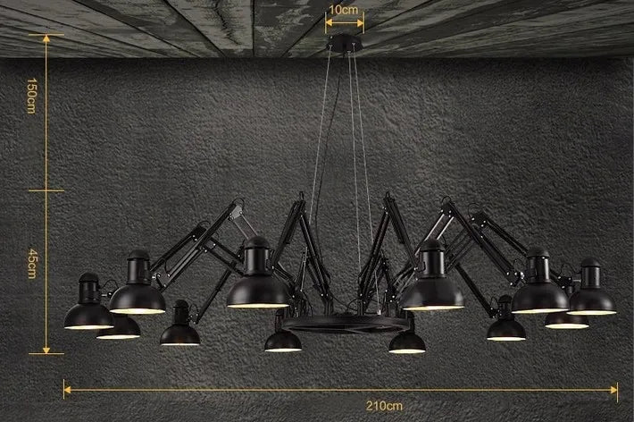Modern Fashionable Spider Chandelier for Living Room Hone Decor Art Iron Personalized Retractable Lamp 12 heads E27 LED Bulbs
