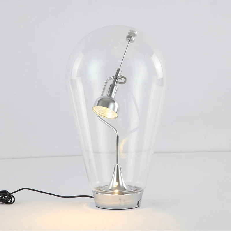 Modern Minimalist Nordic Magnetic Adjustable Table Lamp, Dimmable LED Bedside Desk Light with Transparent Glass for Living Room