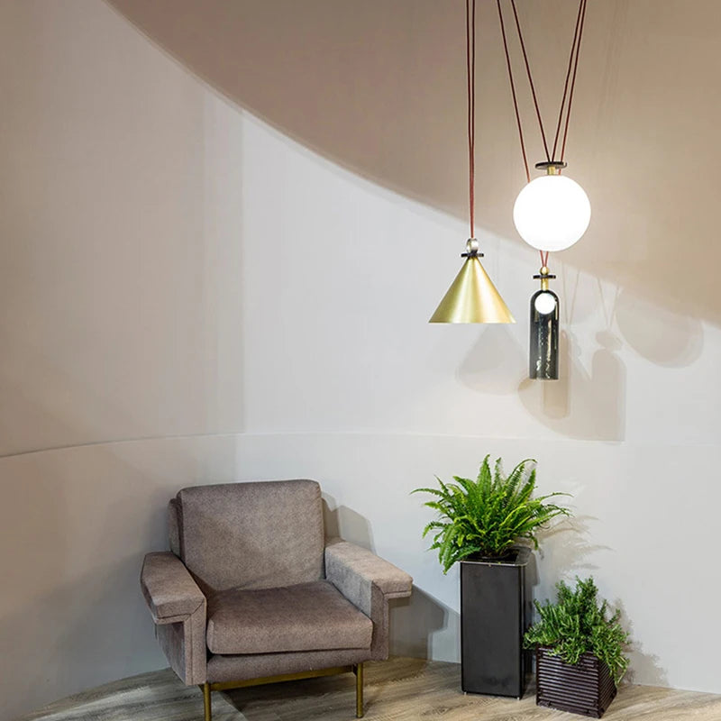 Modern Creative Single E14 Pendant Lamp Nordic DIY Combin Metal Bedroom Living room Dinning Room Decor LED Light Hanging Fixture