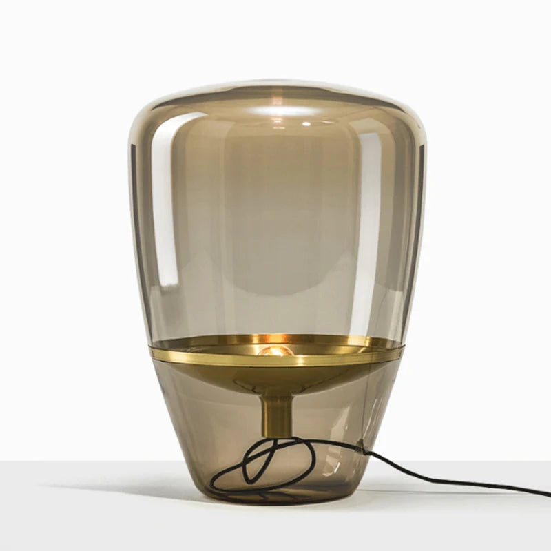 Modern Minimalist Smoke Gray Glass Table Lamp Nordic Hardware DIY Bedside Living room Desk Home Decor E27 Lighting Stand Fixture