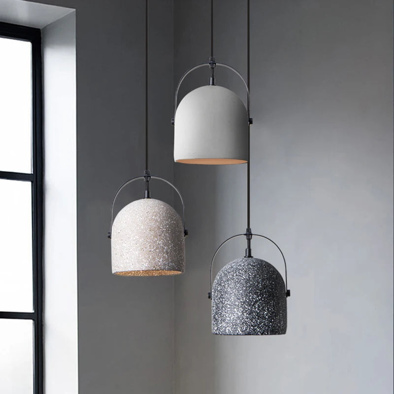 Modern Simple Single Cement E27 Pendant Lamp Nordic Creative Retro LED Bedroom Living room Dinning room Decor Gray Light Fixture