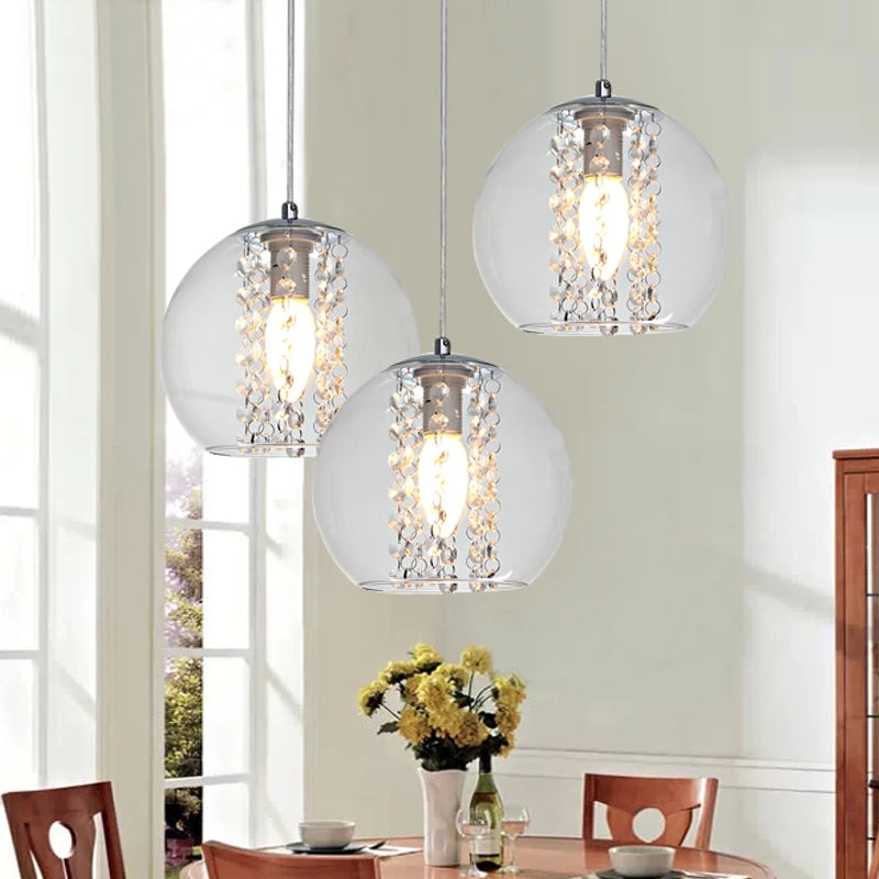 modern bried dia 20cm amber glass ball pendant light fixture fashion DIY home deco living room crystal E14 LED bulb pendant lamp