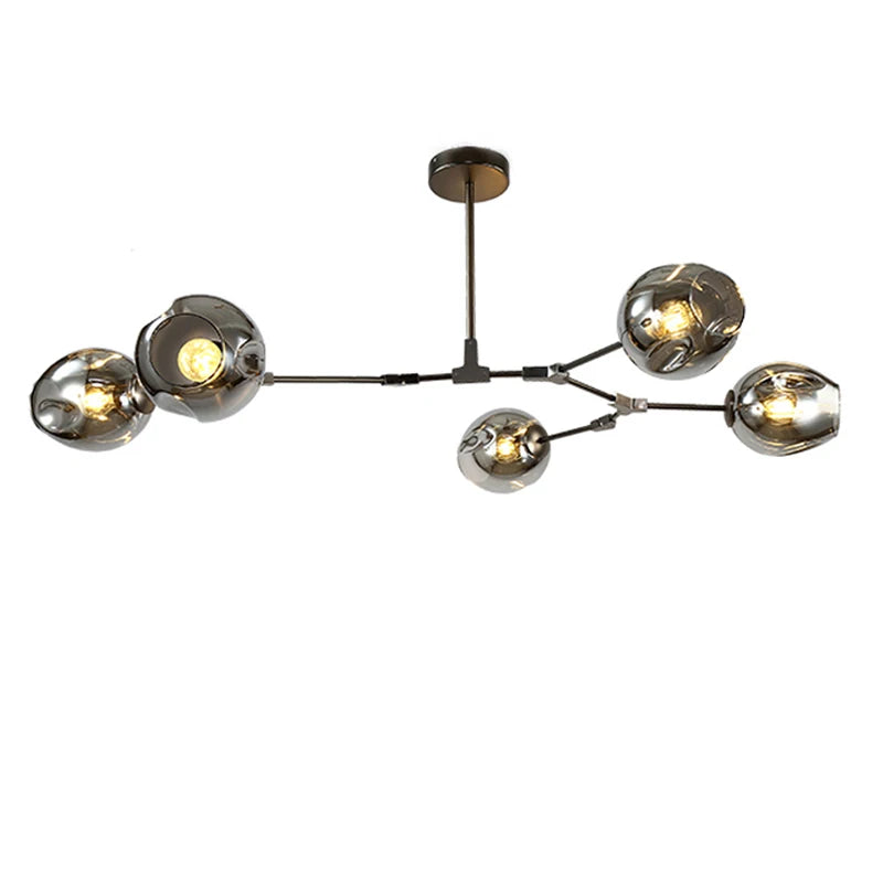 Modern Creavtive Characteristic Glass Goldern Pendant Light Fixture Home Deco DIY Living Room Black Iron Pendant Lamp