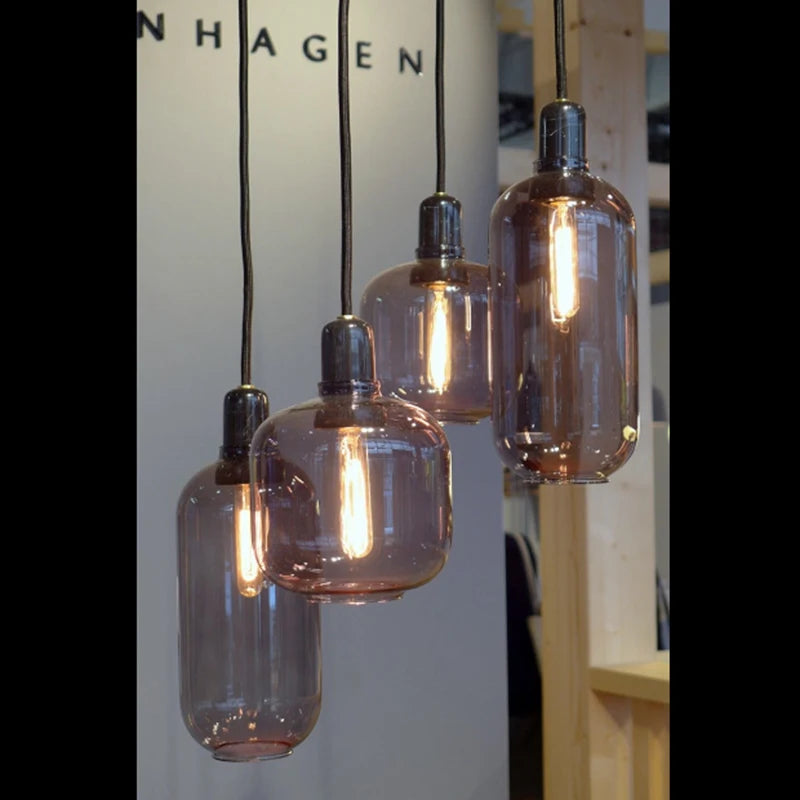 Nordic Creative Marble Pendant Lamp for Dinning Room Home Decor Smoke Gray Glass Shade E14 LED Bulb Pendant Light Fixture