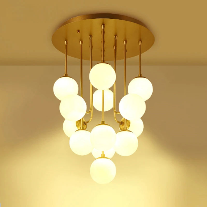 Modern Creative Glass Ball Chandeliers for Living Room Home Decor Nordic Golden Iron Tube G9 LED Bulb Pendant Lighting Fixture
