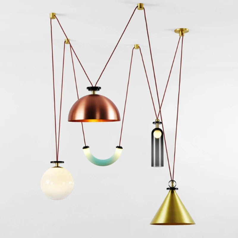 Modern Creative Single E14 Pendant Lamp Nordic DIY Combin Metal Bedroom Living room Dinning Room Decor LED Light Hanging Fixture