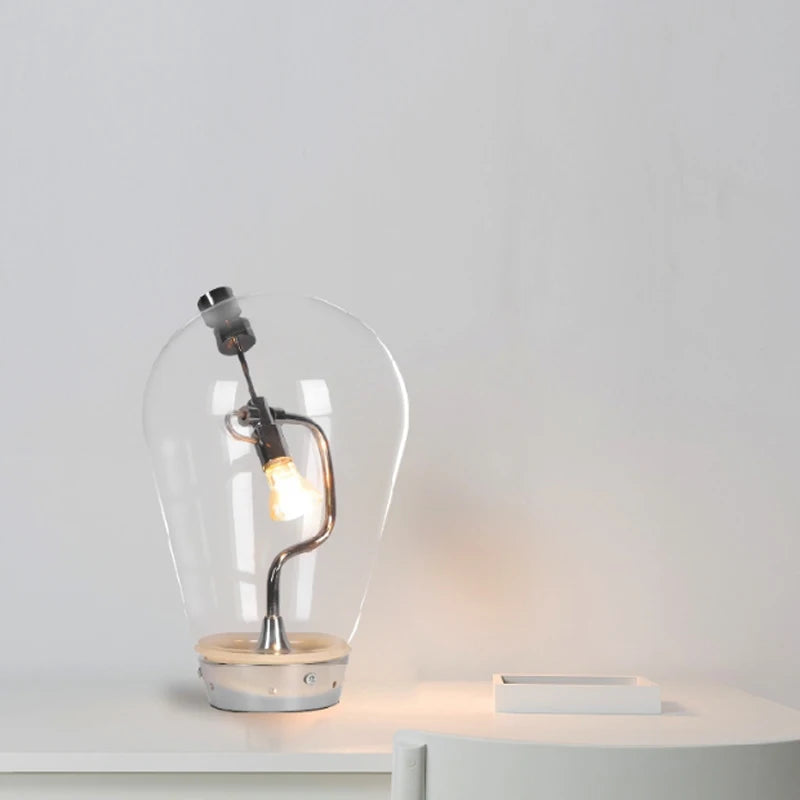 Modern Minimalist Nordic Magnetic Adjustable Table Lamp, Dimmable LED Bedside Desk Light with Transparent Glass for Living Room