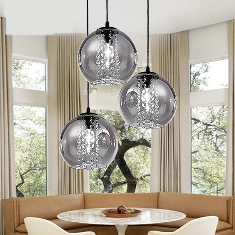modern bried dia 20cm amber glass ball pendant light fixture fashion DIY home deco living room crystal E14 LED bulb pendant lamp
