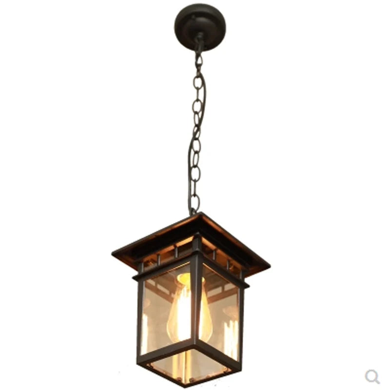 Retro pendant lamp European simple waterproof rust cinnamon outdoor garden lights outdoor corridor entrance E27 lighting lamp