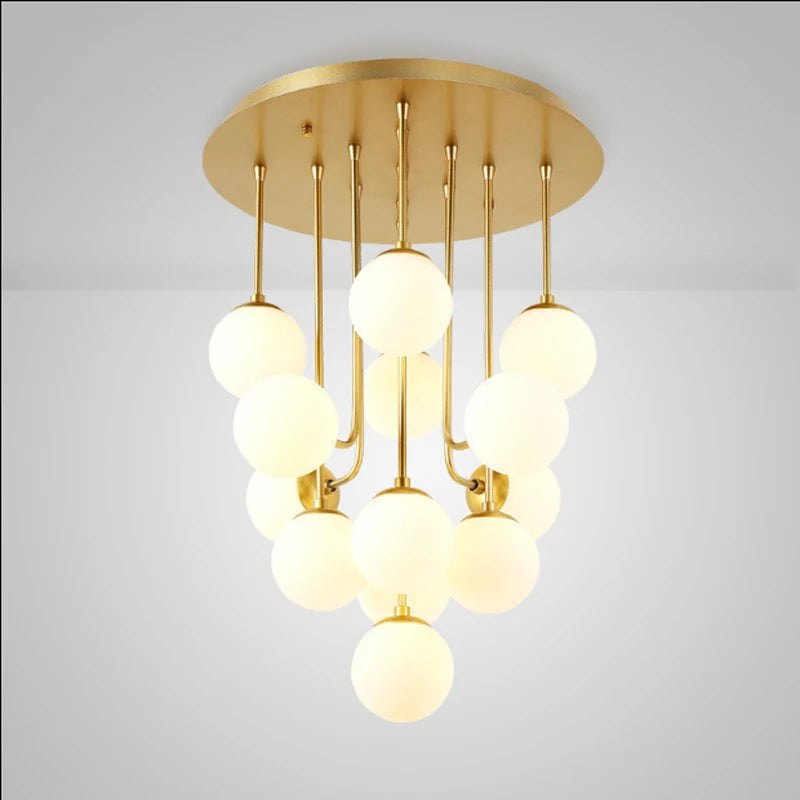 Modern Creative Glass Ball Chandeliers for Living Room Home Decor Nordic Golden Iron Tube G9 LED Bulb Pendant Lighting Fixture