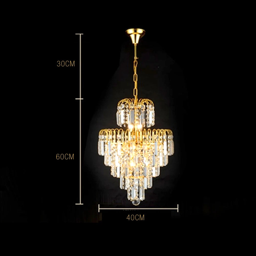 Luxury Royal K9 Crystal Chandeliers for Living Room Home Decor European Golden Iron lustre de E14 LED Bulb Glass Pendant Light