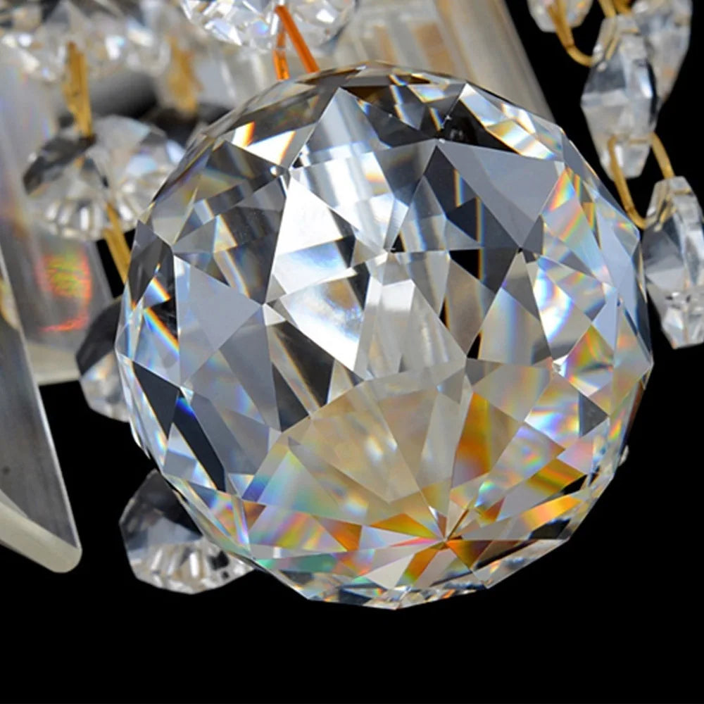 Luxury Royal K9 Crystal Chandeliers for Living Room Home Decor European Golden Iron lustre de E14 LED Bulb Glass Pendant Light