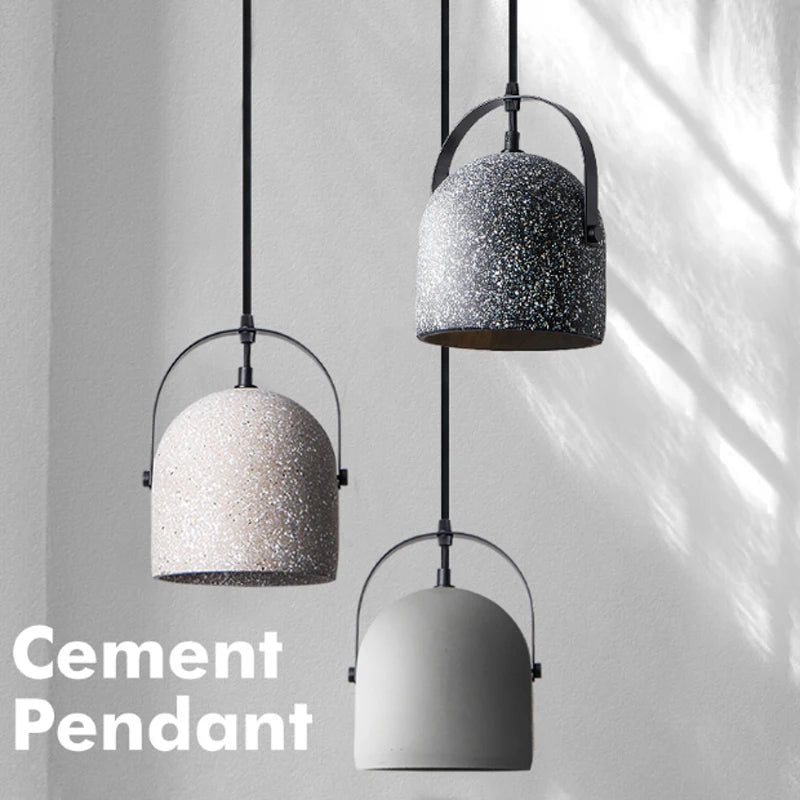 Modern Simple Single Cement E27 Pendant Lamp Nordic Creative Retro LED Bedroom Living room Dinning room Decor Gray Light Fixture