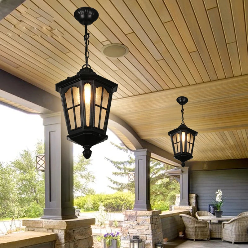 Vintage outdoor Aluminum pendant lamp E27 waterproof porch glass pendant light