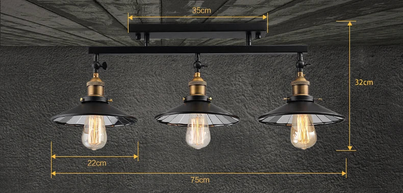 Vintage Industrial Black Iron Adjustable Ceiling Light with Mirror Glass Shade 3XE27 Edison Bulbs for Dining Room Home Decor DIY