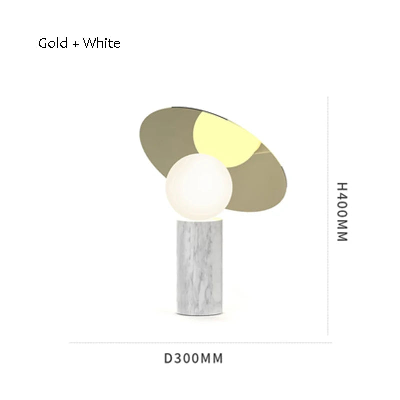 Nordic Natural Marble Table Lamp for Bedroom Home Decor Modern Simple White Glass Ball Gold Plated Metal G9 LED Bulb Desk Light