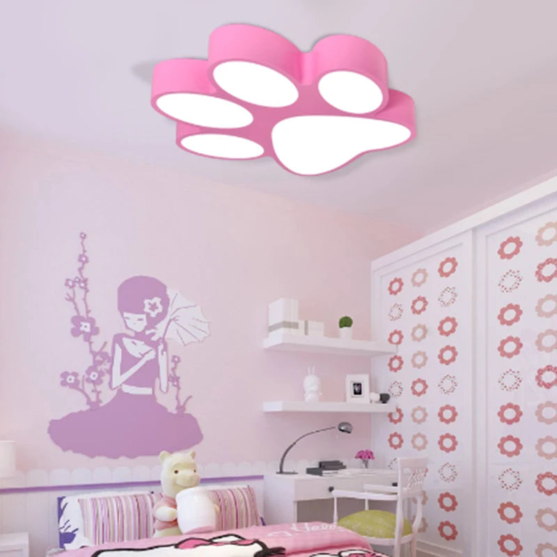 Modern Creative Paint Colorful Iron Children Bedroom LED Lighting Home Decoration Acrylic Footprint Design Ceiling Lamp