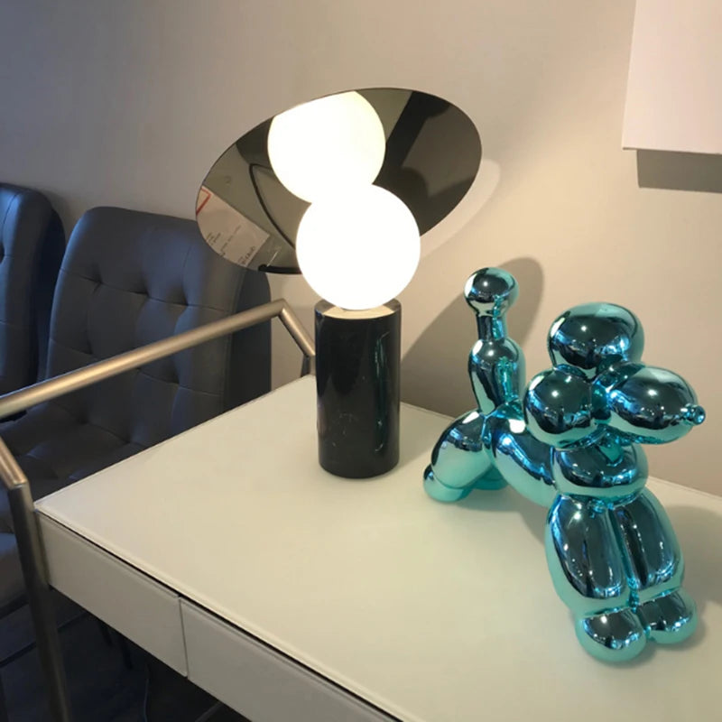 Nordic Natural Marble Table Lamp for Bedroom Home Decor Modern Simple White Glass Ball Gold Plated Metal G9 LED Bulb Desk Light