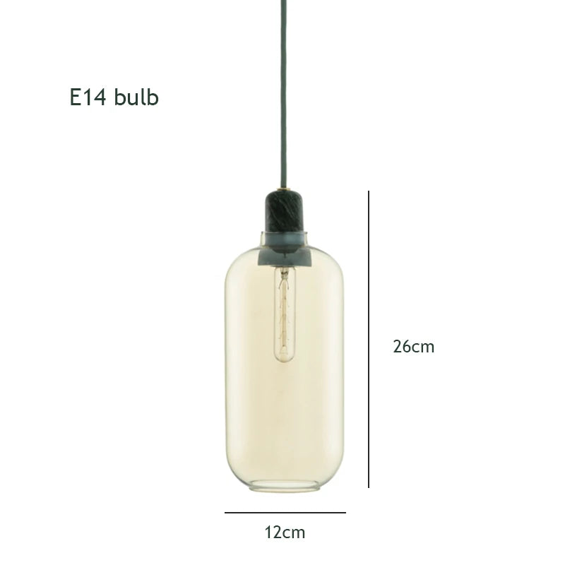 Nordic Creative Marble Pendant Lamp for Dinning Room Home Decor Smoke Gray Glass Shade E14 LED Bulb Pendant Light Fixture