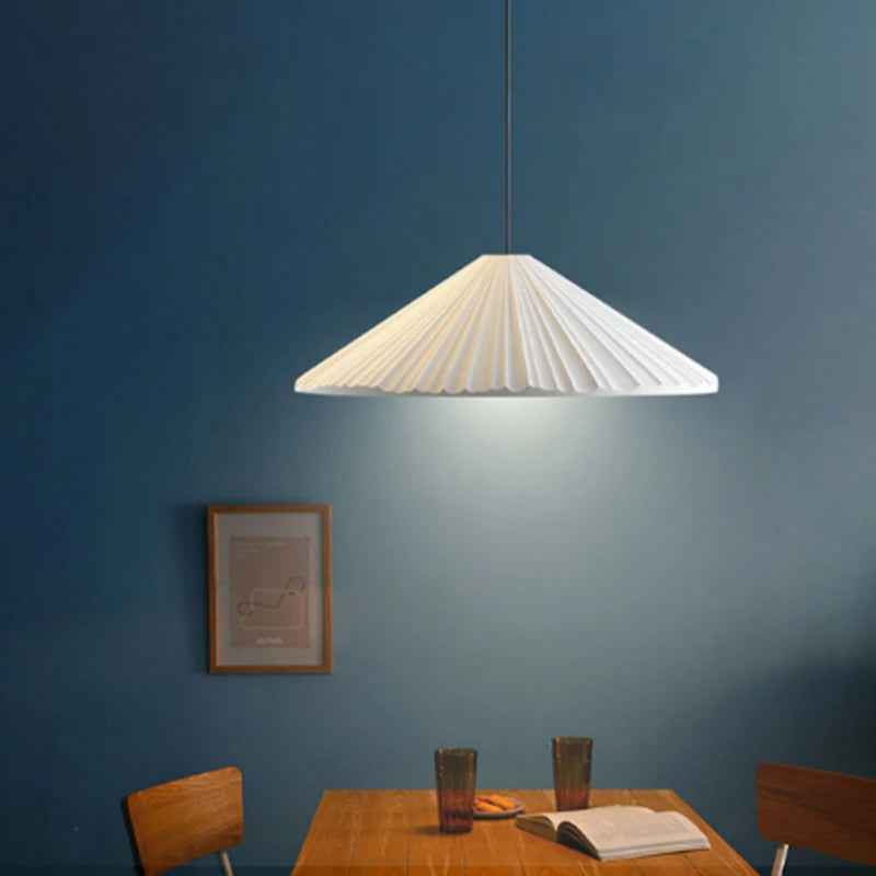Creative Nordic Resin Pendant Lamp - Macaron Pink LED E27 Lighting with Conical Ripple Design - Modern Simple Home Decor Fixture