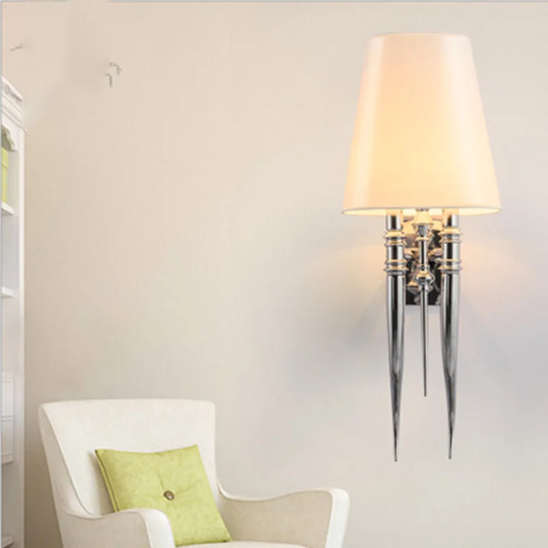 Modern Creative Iron Antler Wall Sconce Light for Living Room Home Decor, Fabric Lampshade Bedroom E14 LED Bulb Wall Lamp