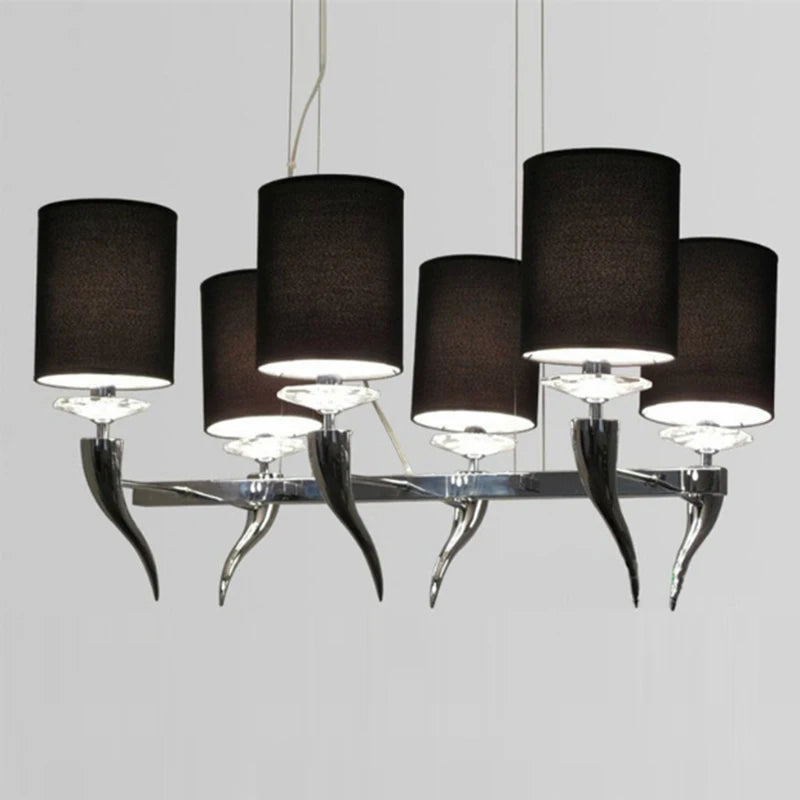 Modern Iron & Fabric LED Chandelier with E14 LED Bulbs, White Pendant Light Fixture for Living Bedroom Dining Room Home Decor