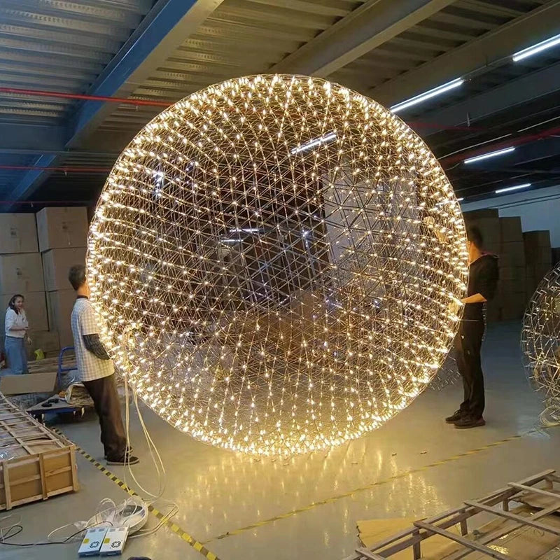 Modern Brief Loft Spark Ball LED Pendant Lighting Fixture Firework Stainless Steel Remote Control Dimming 110-240V Accessories