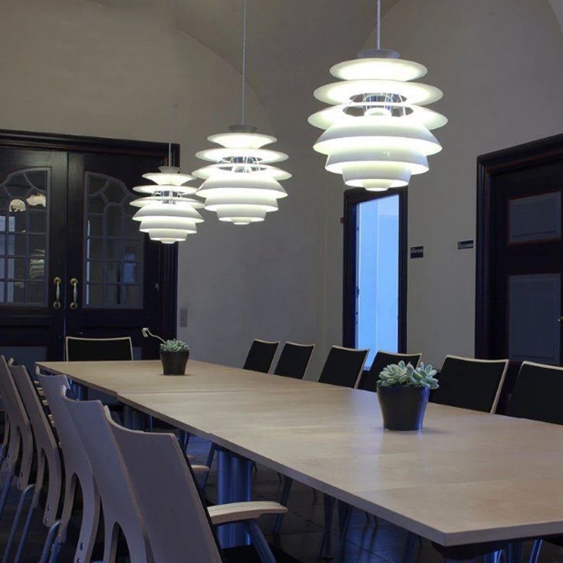 Postmodern White Aluminum Pendant Lamp for Living Room Home Decor Nordic Creative Pine Cone LED E27 Bulb Lighting Fixture