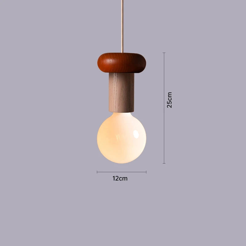 Modern Solid Wood Pendant Lamp LED E27 Customizable Color Design for Dining Table Bedside Study Room Indoor Hanging Lighting