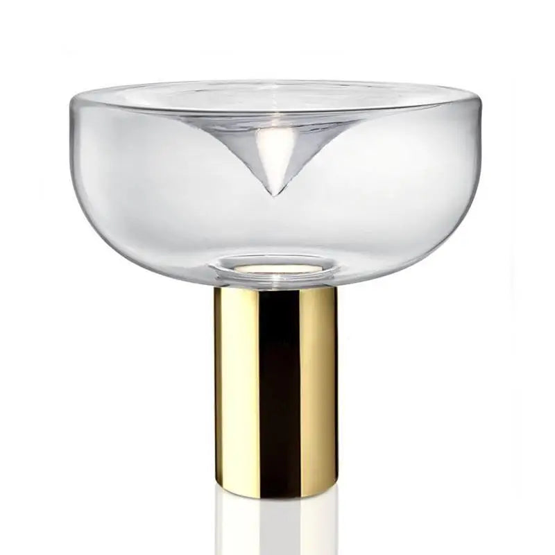 Nordic Clear Glass Table Lamp Creative Swirl Design Gold Hardware Plating Smoky Gray Bedroom Decoration LED E27 Desk Lamp