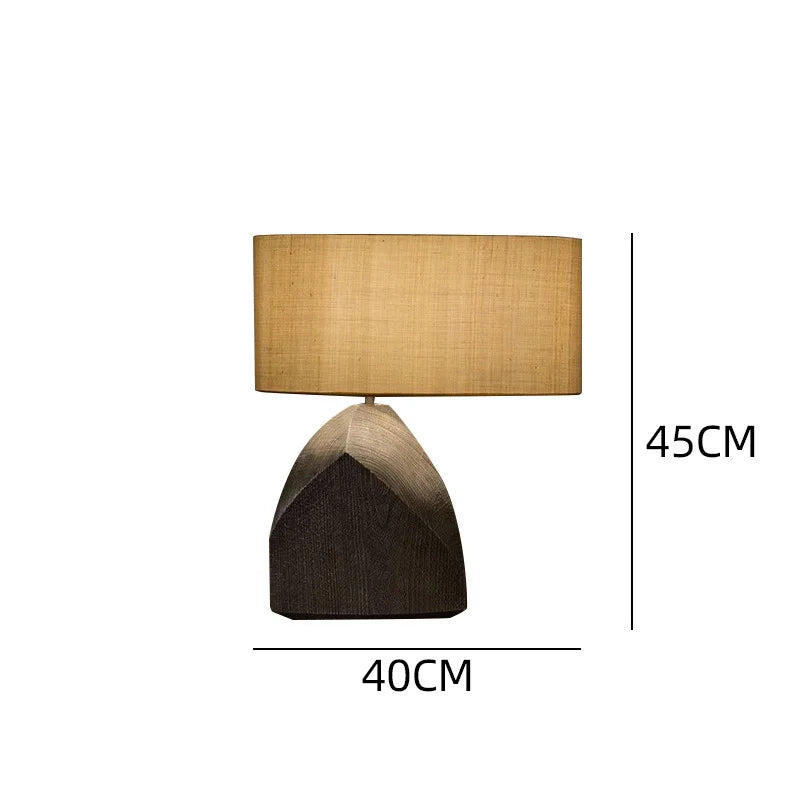 New Chinese Minimalist Wood Desk Lamp For Bedroom Home Decor Wabi Sabi Designer Table Lamp Wth Fabric Lampshade E27 Led Bulb
