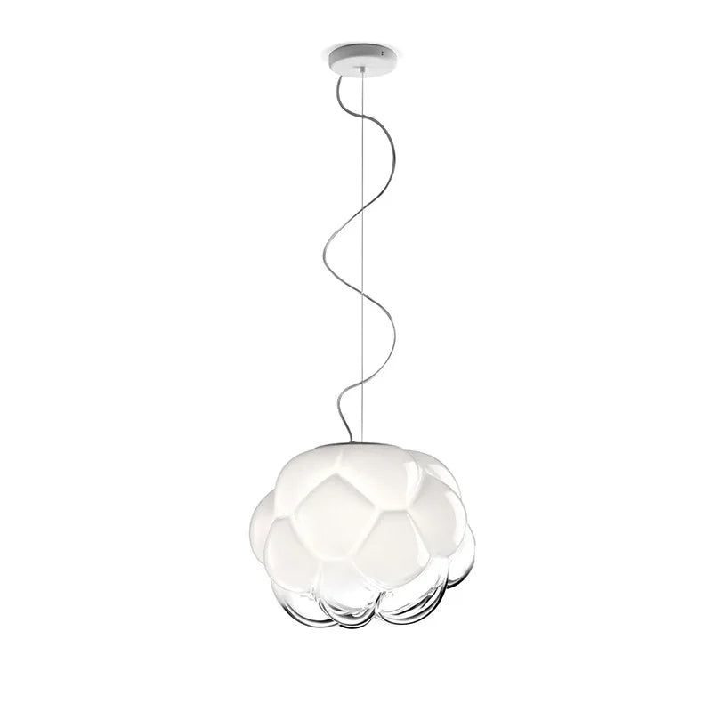 Fabbian Cloudy Glass Ball Pendant Lights - White Modern Ceiling Lamp for Living Room- Nordic Minimalist Decor Lighting Fixture