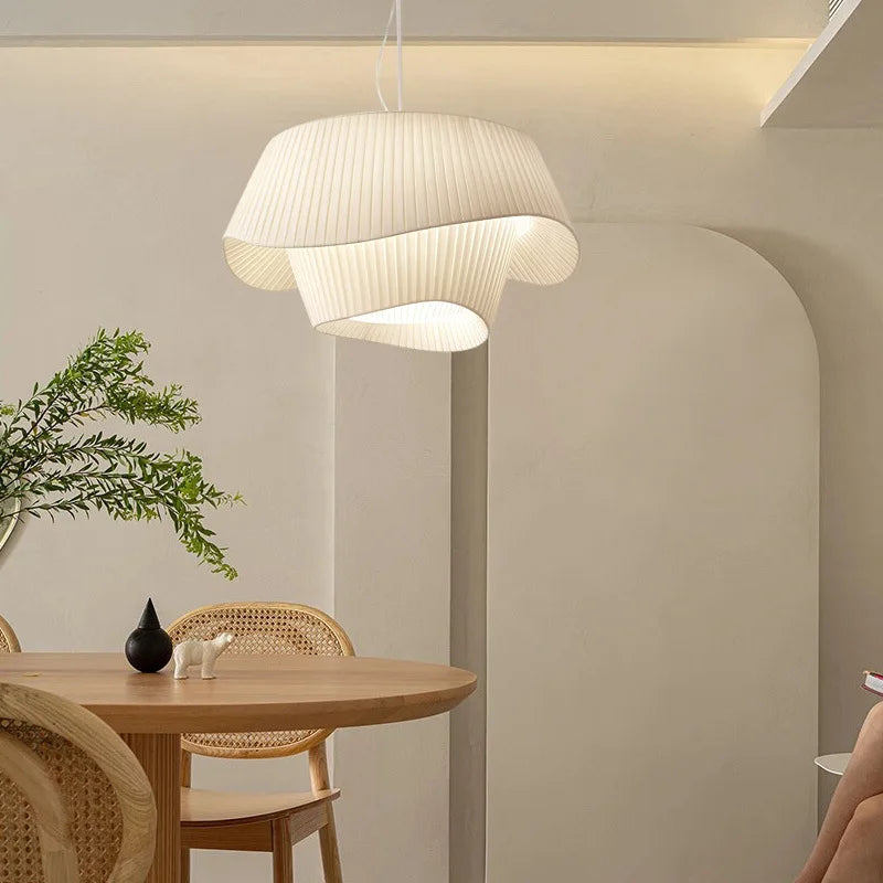 Nordic Modern Fabric LED Pendant Light with Hand Knitted Double Shade for Living/Dining Room Home Decor E27 LED Bulb Lamp